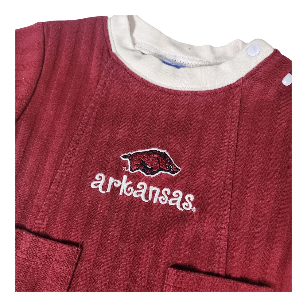 Arkansas Razorbacks Baby Ribbed Ringer Romper Red Short Sleeve 6-9 Months - Picture 2 of 6